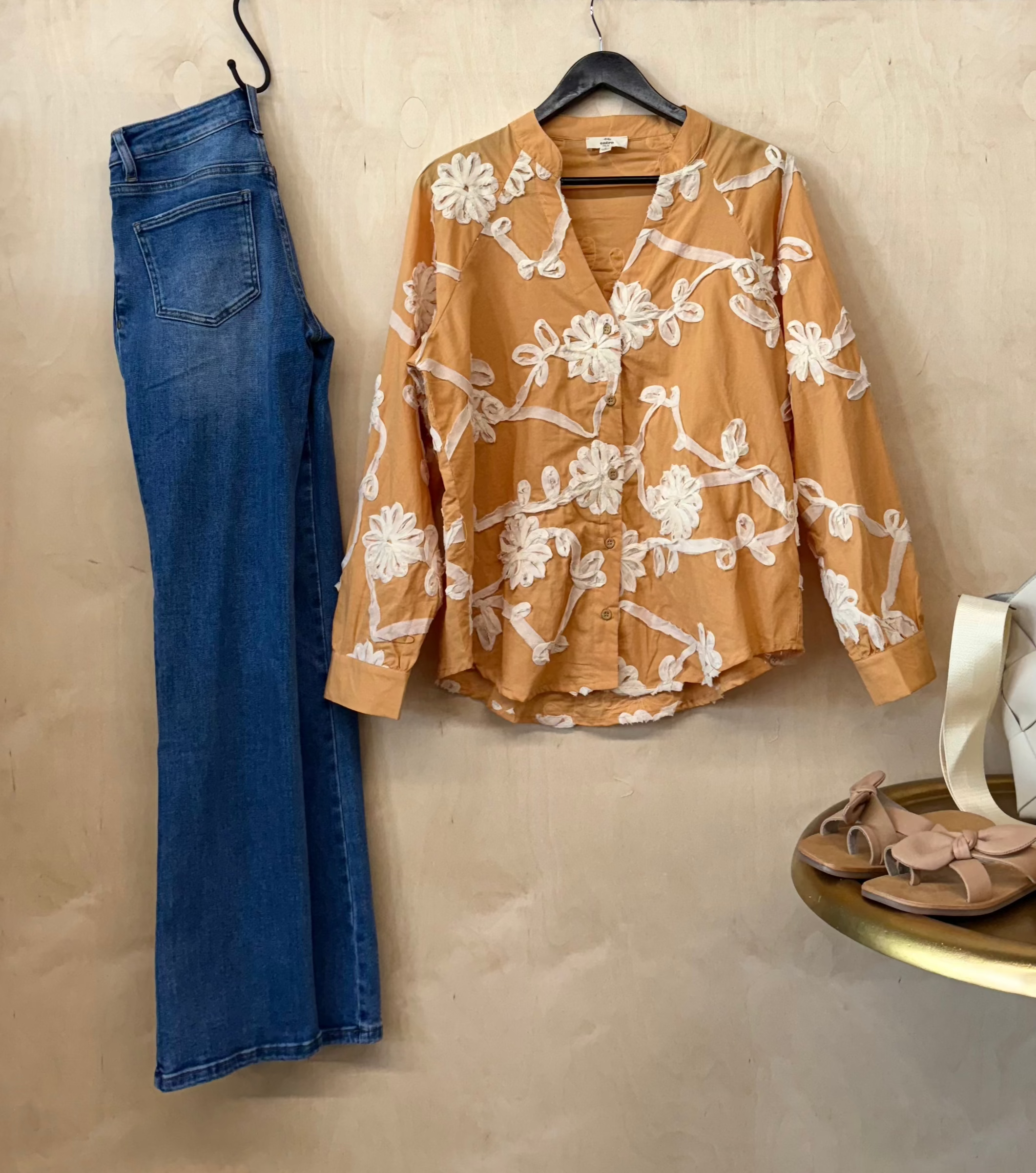 White Floral Button Up Long Sleeve