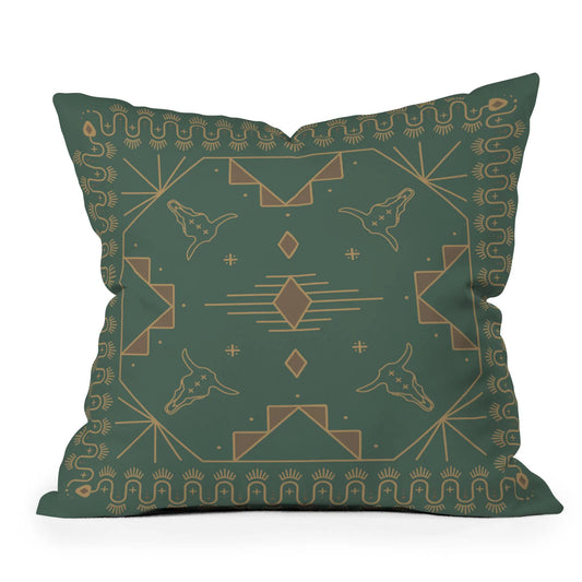Lost Desert Green Outdoor Throw Pillow