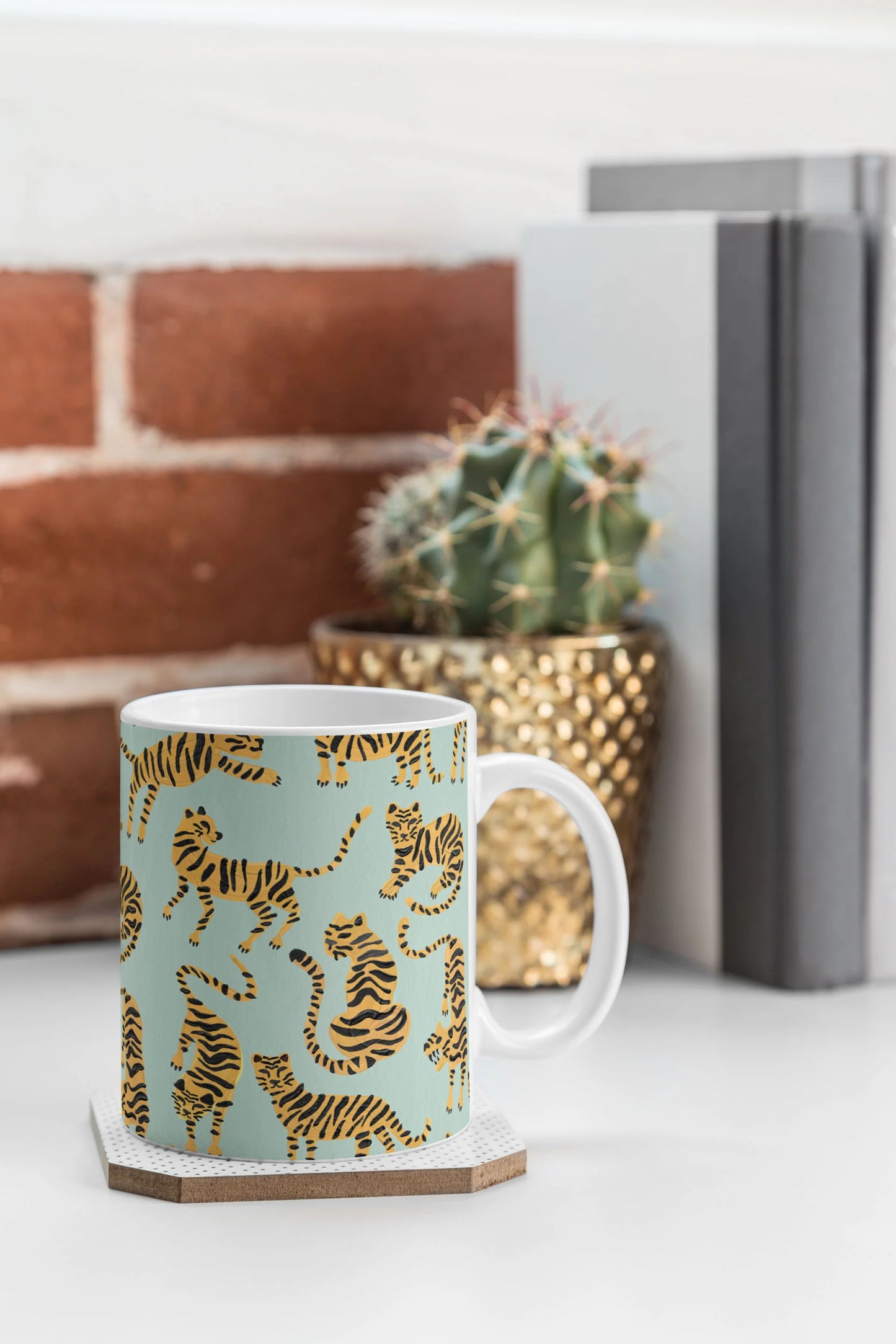 Cat Coquillette Tiger Collection Mint Orange Coffee Mug