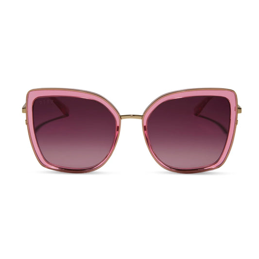 Clarisse Candy Pink Crystal + Wine Gradient Sunglasses (DOUBLE)