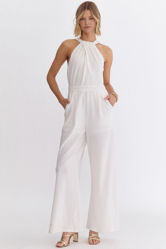 White Sleeveless Jumpsuit