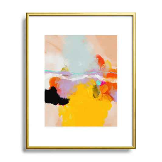 Lunetricotee Yellow Brush Abstract Gold Metal Frame